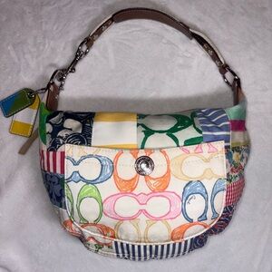 Y2K Coach Hampton Rainbow Patchwork Small Hobo Shoulder Bag 10441